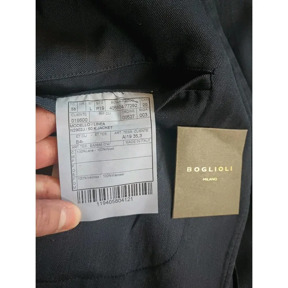Boglioli Mens Quiet Luxury Blazer Euro 58 US 46-48 Navy Slim Fit Lana Wool Italy